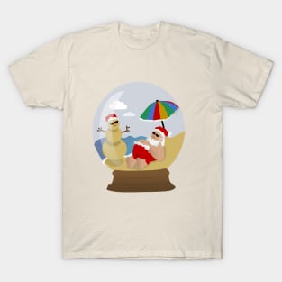 Beach Santa Snow Globe T-Shirt